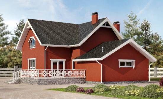 180-013-Л Проект двухэтажного дома мансардой, гараж, скромный домик из бризолита Касимов | Проекты домов от House Expert