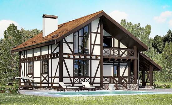 155-002-П Проект двухэтажного дома мансардой и гаражом, скромный домик из поризованных блоков Сасово | Проекты домов от House Expert