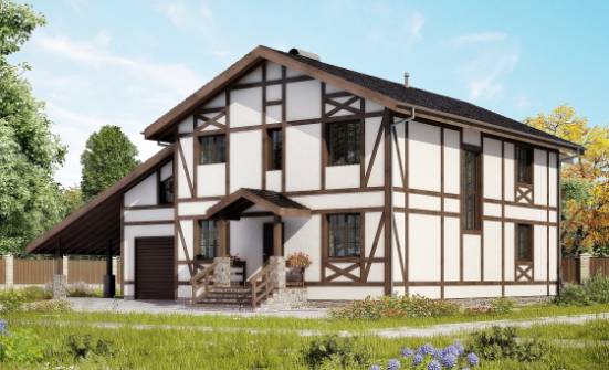 250-002-Л Проект двухэтажного дома с мансардой, гараж, современный загородный дом из кирпича Рязань | Проекты домов от House Expert