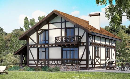 155-002-П Проект двухэтажного дома мансардой и гаражом, скромный домик из поризованных блоков Сасово | Проекты домов от House Expert
