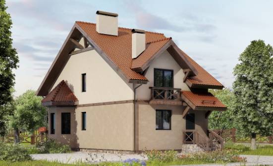 120-003-Л Проект двухэтажного дома с мансардой, скромный домик из блока Рязань | Проекты домов от House Expert