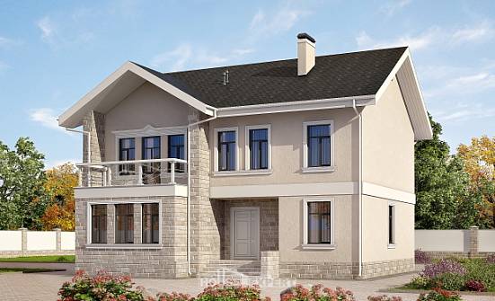 170-008-Л Проект двухэтажного дома, бюджетный домик из твинблока Скопин | Проекты домов от House Expert