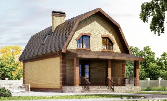 130-005-Л Проект двухэтажного дома мансардой, бюджетный дом из бризолита Скопин | Проекты домов от House Expert