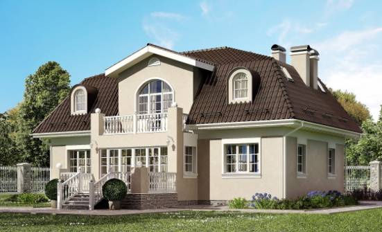 210-001-Л Проект двухэтажного дома с мансардой, уютный загородный дом из теплоблока Рязань | Проекты домов от House Expert