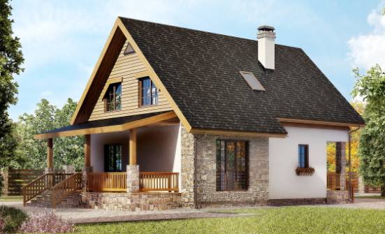 140-001-Л Проект двухэтажного дома с мансардой, небольшой загородный дом из пеноблока Сасово | Проекты домов от House Expert