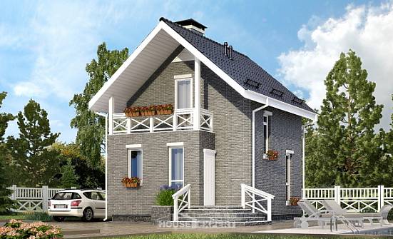 045-001-П Проект двухэтажного дома с мансардным этажом, бюджетный загородный дом из газобетона Скопин | Проекты домов от House Expert