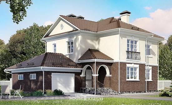 190-002-Л Проект двухэтажного дома и гаражом, простой коттедж из блока Касимов | Проекты домов от House Expert