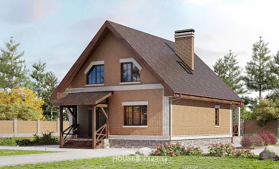 160-011-Л Проект двухэтажного дома с мансардой, доступный загородный дом из блока Скопин | Проекты домов от House Expert