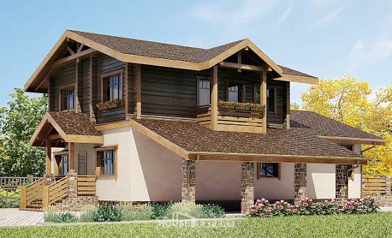 170-004-П Проект двухэтажного дома мансардный этаж и гаражом, небольшой домик из поризованных блоков из дерева Рязань | Проекты домов от House Expert