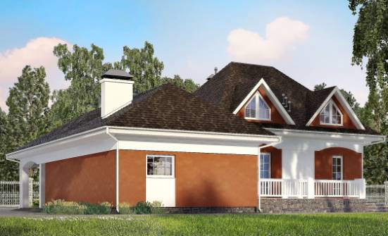 180-007-П Проект двухэтажного дома с мансардой, гараж, скромный домик из арболита Сасово | Проекты домов от House Expert