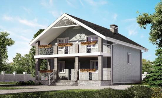 150-007-П Проект двухэтажного дома с мансардой, небольшой коттедж из теплоблока Скопин | Проекты домов от House Expert