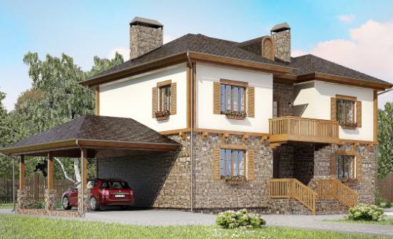 155-006-Л Проект двухэтажного дома и гаражом, уютный загородный дом из газосиликатных блоков Скопин | Проекты домов от House Expert