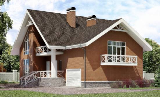 215-001-П Проект двухэтажного дома с мансардой, гараж, красивый загородный дом из теплоблока Сасово | Проекты домов от House Expert