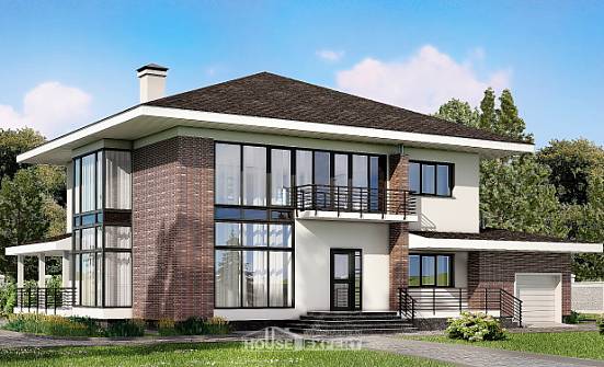 275-002-П Проект двухэтажного дома и гаражом, большой домик из кирпича Рязань | Проекты домов от House Expert