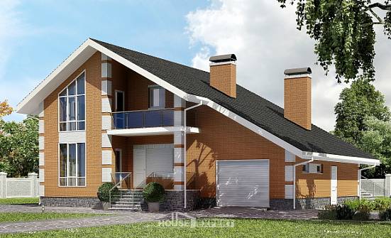 190-006-П Проект двухэтажного дома с мансардой, гараж, простой дом из пеноблока Рязань | Проекты домов от House Expert
