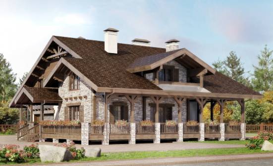 340-003-П Проект двухэтажного дома с мансардой, гараж, классический коттедж из кирпича Скопин | Проекты домов от House Expert
