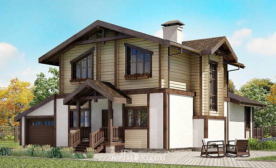 190-004-П Проект двухэтажного дома мансардой, гараж, современный коттедж из пеноблока из дерева Рязань | Проекты домов от House Expert