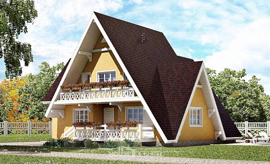 155-008-П Проект двухэтажного дома мансардный этаж, уютный коттедж из бревен Сасово | Проекты домов от House Expert