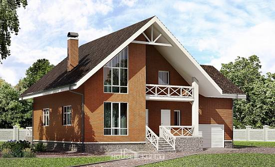 215-001-П Проект двухэтажного дома с мансардой, гараж, красивый загородный дом из теплоблока Сасово | Проекты домов от House Expert