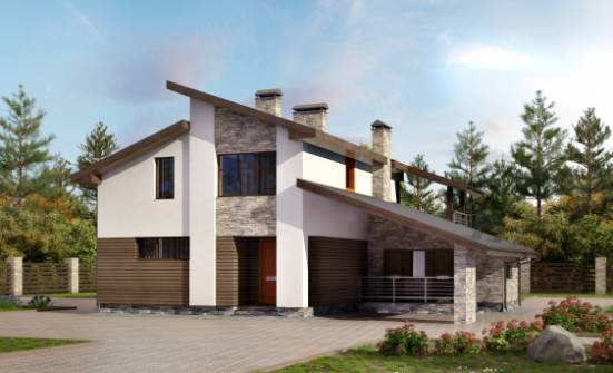 200-010-П Проект двухэтажного дома мансардный этаж, гараж, средний домик из газобетона Рязань | Проекты домов от House Expert