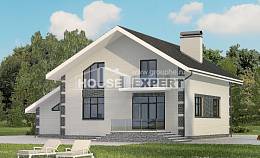 180-001-П Проект двухэтажного дома с мансардным этажом, гараж, скромный коттедж из пеноблока Скопин, House Expert