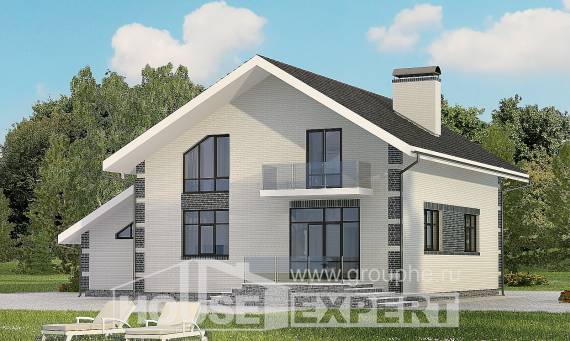 180-001-П Проект двухэтажного дома с мансардным этажом, гараж, скромный коттедж из пеноблока Скопин, House Expert