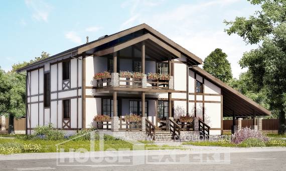 250-002-Л Проект двухэтажного дома с мансардным этажом и гаражом, уютный дом из кирпича Сасово, House Expert