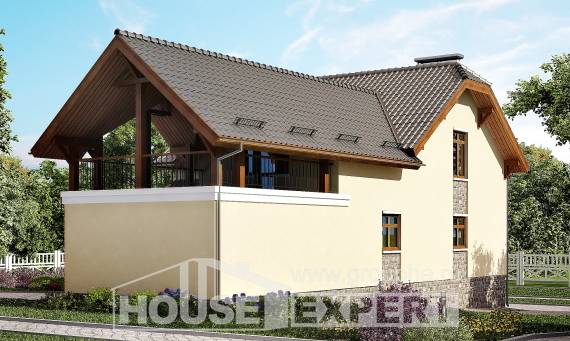 255-003-П Проект трехэтажного дома с мансардой и гаражом, красивый дом из поризованных блоков Рязань, House Expert