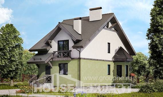 120-003-П Проект двухэтажного дома мансардный этаж, бюджетный домик из арболита Скопин, House Expert