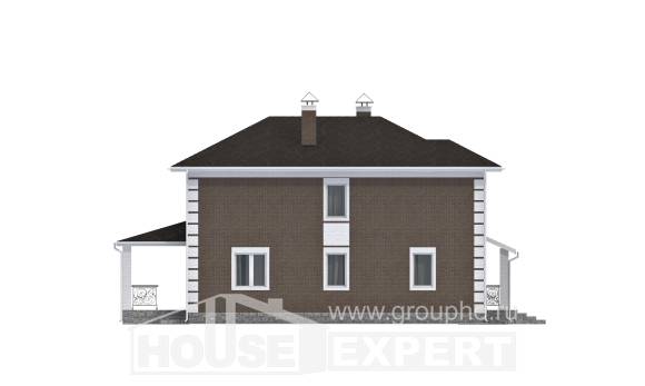 185-002-П Проект двухэтажного дома, бюджетный коттедж из поризованных блоков Скопин, House Expert