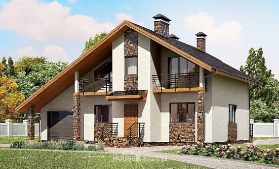 180-008-Л Проект двухэтажного дома с мансардным этажом, гараж, современный домик из теплоблока Касимов | Проекты домов от House Expert