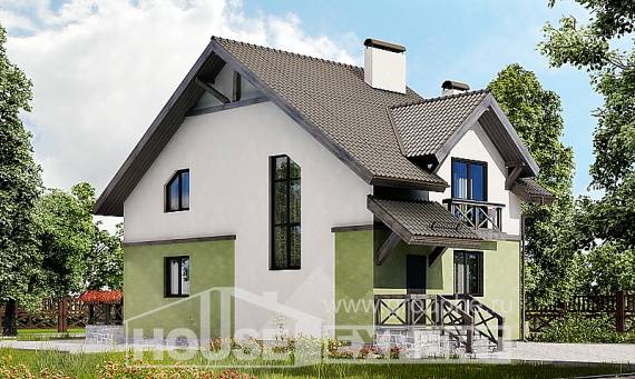 120-003-П Проект двухэтажного дома мансардой, красивый загородный дом из арболита Скопин, House Expert