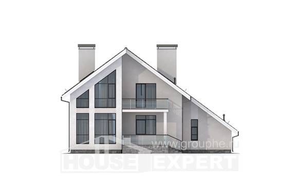 200-007-Л Проект двухэтажного дома с мансардным этажом, гараж, уютный дом из пеноблока Скопин, House Expert
