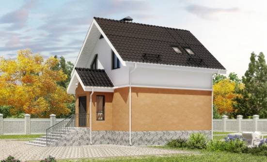 100-005-Л Проект трехэтажного дома мансардой, доступный дом из блока Скопин | Проекты домов от House Expert