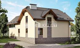 255-003-П Проект двухэтажного дома с мансардным этажом, гараж, просторный домик из пеноблока, Касимов