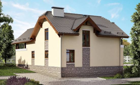 255-003-П Проект двухэтажного дома с мансардным этажом, гараж, классический загородный дом из арболита, Скопин