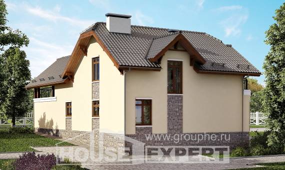 255-003-П Проект трехэтажного дома мансардный этаж, гараж, простой дом из газобетона Скопин, House Expert