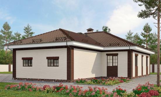 160-015-П Проект одноэтажного дома и гаражом, красивый домик из поризованных блоков Касимов | Проекты домов от House Expert