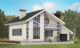 180-001-П Проект двухэтажного дома с мансардой, гараж, красивый загородный дом из поризованных блоков, Сасово