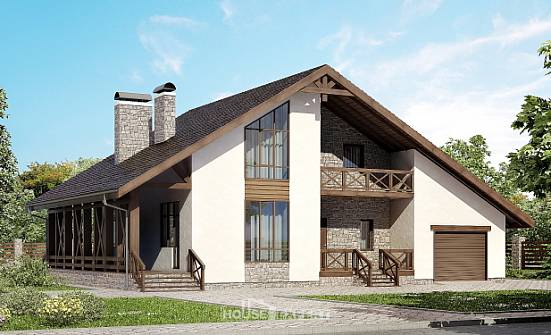 265-001-П Проект двухэтажного дома с мансардой, гараж, красивый коттедж из газобетона, Касимов