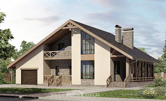 265-001-Л Проект двухэтажного дома с мансардой, гараж, уютный загородный дом из арболита Рязань | Проекты домов от House Expert