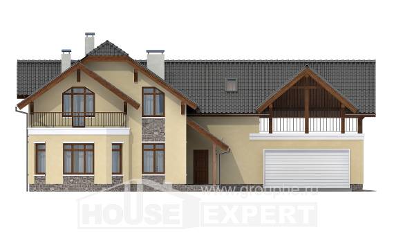 255-003-П Проект трехэтажного дома с мансардным этажом, гараж, уютный дом из пеноблока Рязань, House Expert