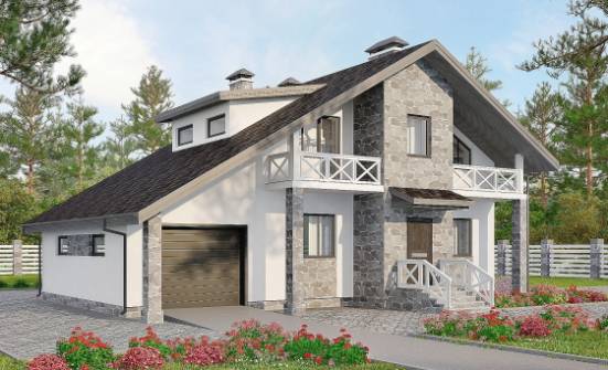 180-017-Л Проект двухэтажного дома мансардой и гаражом, просторный дом из арболита, Касимов
