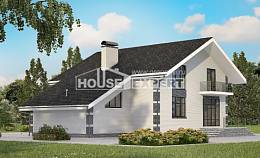 180-001-П Проект двухэтажного дома с мансардным этажом, гараж, бюджетный дом из газосиликатных блоков, Сасово