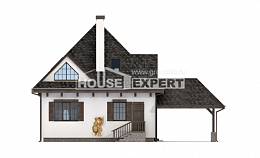 110-002-Л Проект двухэтажного дома с мансардой и гаражом, скромный загородный дом из бризолита Касимов, House Expert
