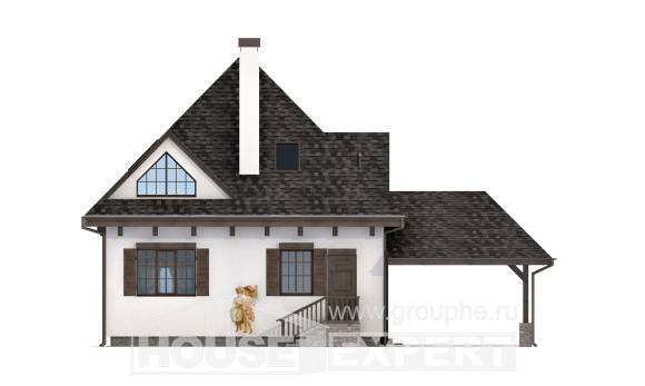 110-002-Л Проект двухэтажного дома с мансардой и гаражом, скромный загородный дом из бризолита Касимов, House Expert