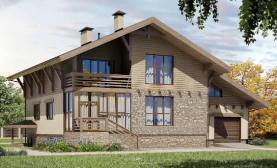 420-001-Л Проект трехэтажного дома с мансардным этажом, гараж, современный домик из кирпича Скопин | Проекты домов от House Expert
