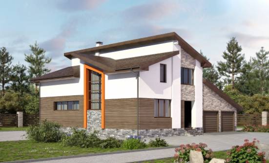 240-004-П Проект двухэтажного дома с мансардой, гараж, красивый дом из арболита Сасово | Проекты домов от House Expert