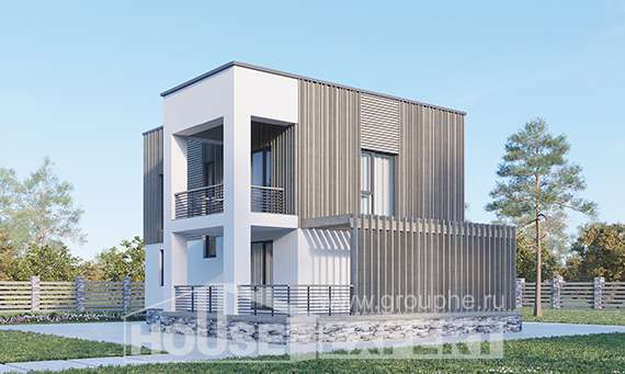 150-017-П Проект двухэтажного дома, компактный коттедж из пеноблока, Рязань
