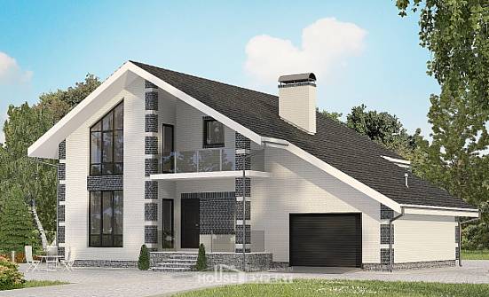 180-001-П Проект двухэтажного дома мансардой, гараж, бюджетный домик из бризолита, Касимов